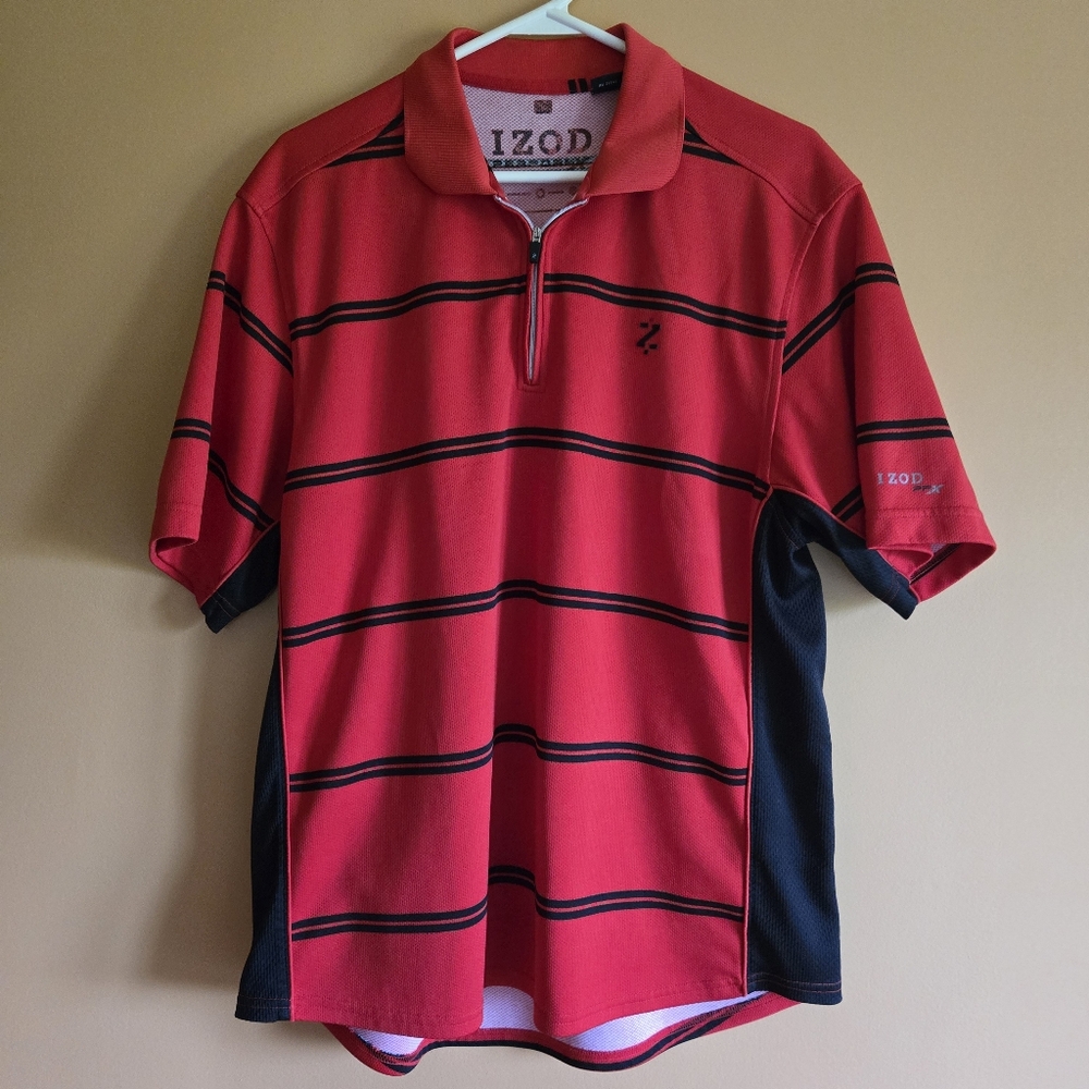 Izod Striped 1/4 Zip Polo Shirt PTP=22.5"